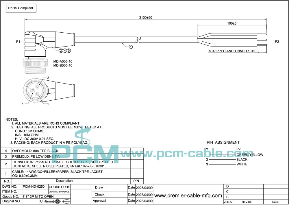 drawing of minifast powerfast cable drawing of minifast powerfast cable