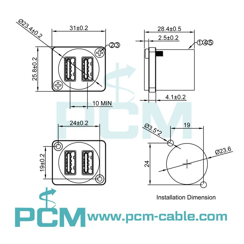 dimentions size of dual USB 30 panel mount adapter dimentions size of dual USB 30 panel mount adapter