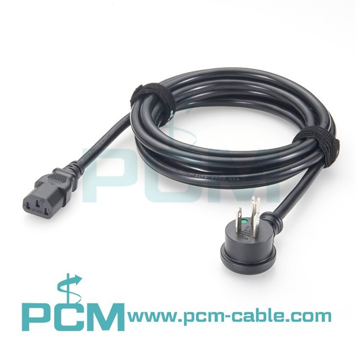 NEMA 5-15 Male Plug Angled Right to IEC320 C13 Connector Shielded Hospital Grade Power Cord