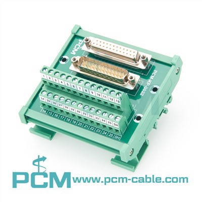 DB25 Male Female Breakout Board Terminal Block For DIN Rail Mounting