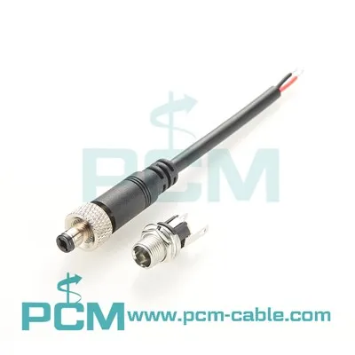 DC 5.5mm×2.1mm Panel Mount Thread Locking Power Cable