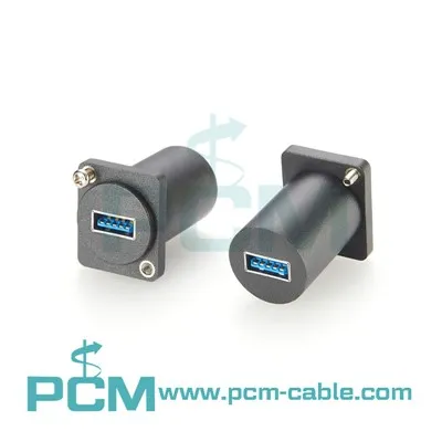 Feed Through Chassis Mount USB3.0 A To A D Series Panel Mount Adapter