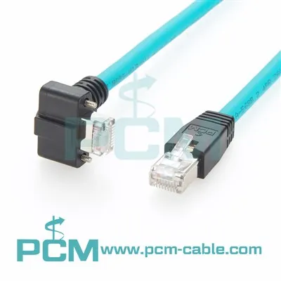 GigE Vision Cable With RJ45 Down Angle Locking Screws Data Cable For Industrial Cameras