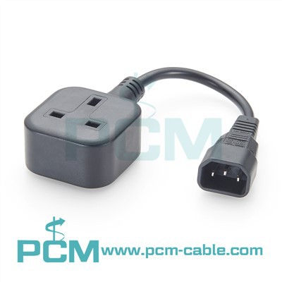 IEC C14 To UK BS1363 Female UPS Power Adapter Cable