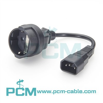 IEC320 C14 Male To Europe Schuko Female Socket Adapter Cable