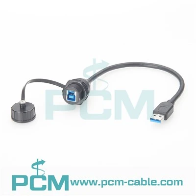 IP67 Waterproof USB 3.0 Type-B Panel Mount Cable