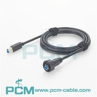 IP67 Waterproof USB 3.0 Type-B Male to Male Industrial Cable