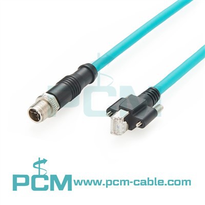 M12 X Coded 8 Pole To RJ45 Industrial Ethernet Cable For Cognex Industrial Camera, Barcode Scanner