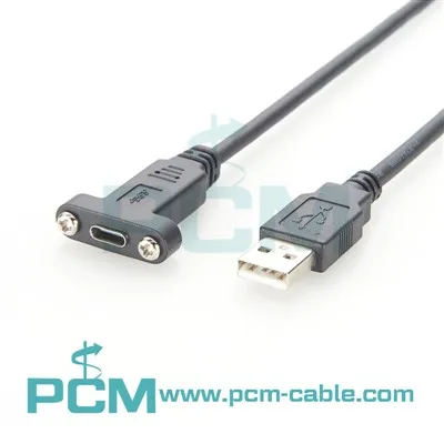 Panel Mount USB Cable USB C To USB A