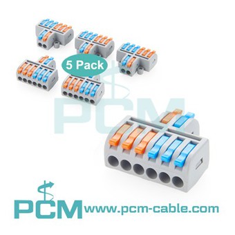 Reusable Wire Connectors 2 in 6 Out Lever Nut Conductor Terminal Blocks