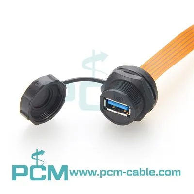 USB 3.0 FPC Flat Cable IP67 Waterproof Panel Mount USB Extension Cable