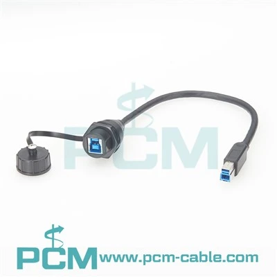 USB 3.0 Type-B Waterproof Panel Mount Extension Cable