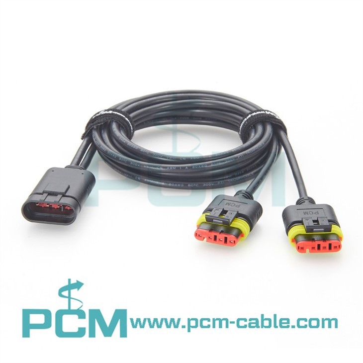 4 Pin AMP Superseal Wire Connector Car Y-Splitter Auxiliary Harness for Auto Lamps